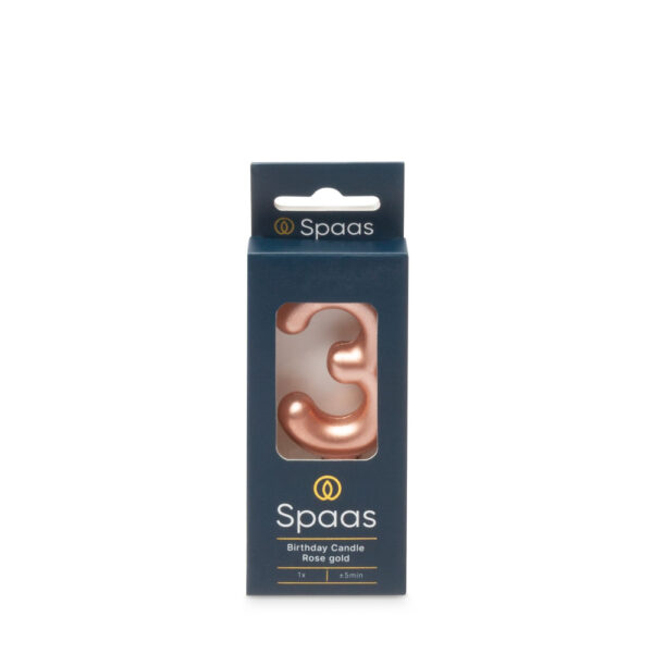 Sünnipäevaküünal number "3" lõhnatu roosa kuld