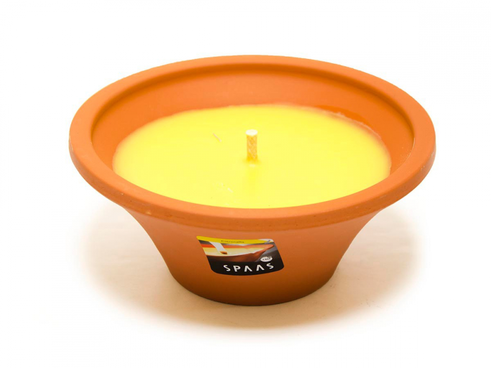 Õueküünal Noble Flame Citronella 6h terra koonus savikausis kollane