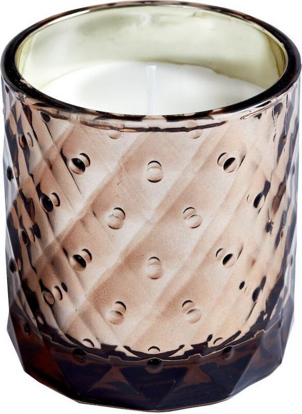 Klaasküünal tekstuurne 25h pronks klaas / valge küünal