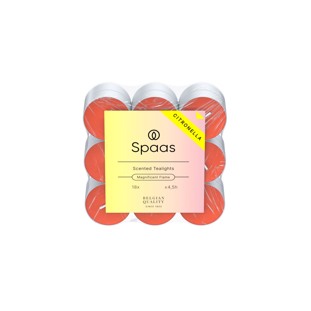 Teeküünal Citronella 4,5h Vivid Red 18tk/pakis