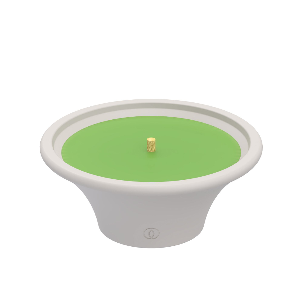 Õueküünal Citronella 9h valges koonus savikausis Vivid Green