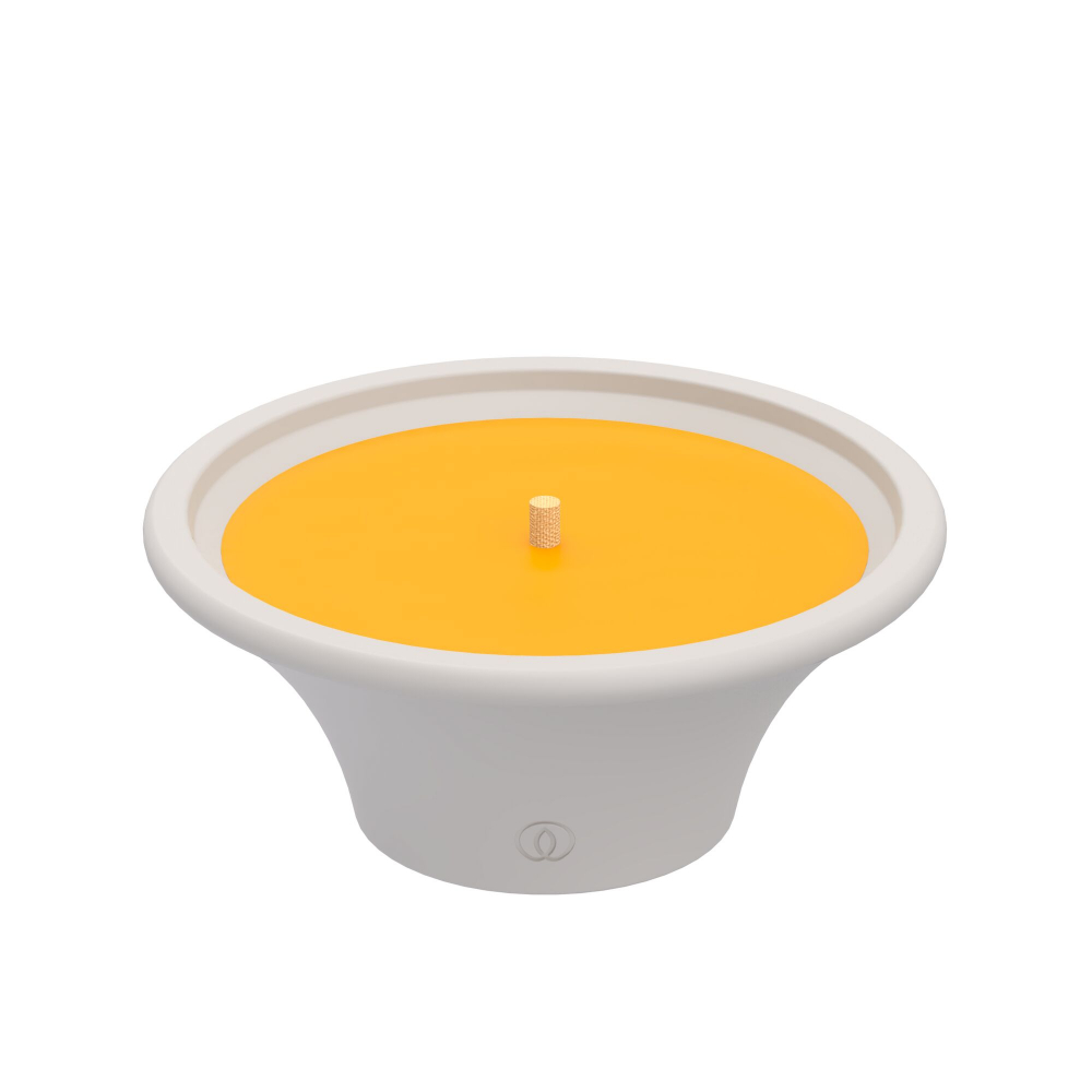 Õueküünal Citronella 9h valges koonus savikausis Vivid Yellow