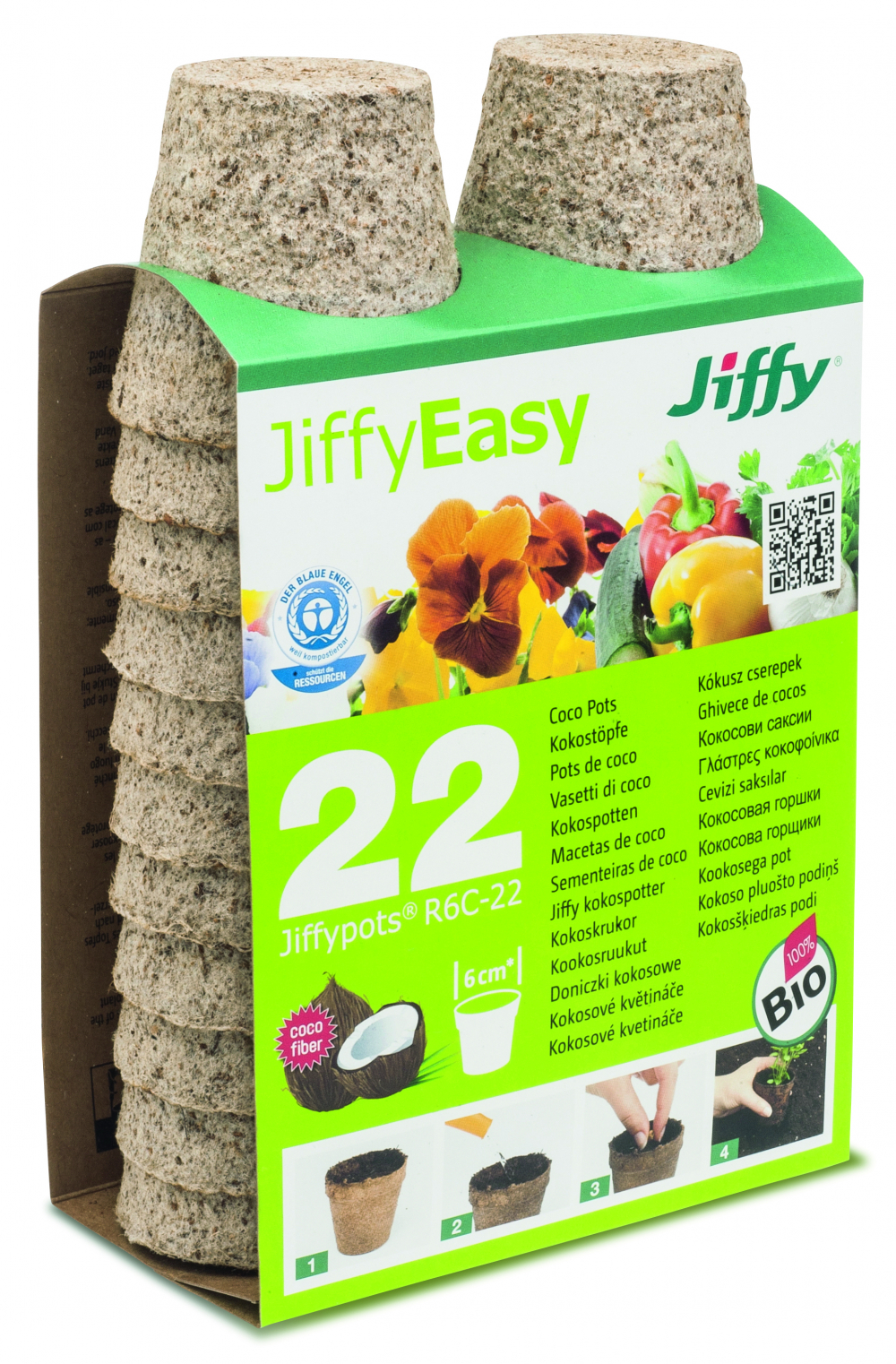 Kookospotid Jiffy R6C ümar d 6cm 22tk/pakis