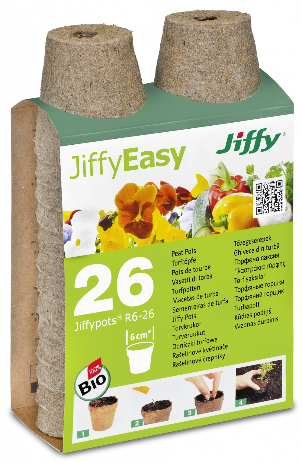 Turbapotid Jiffy R6 ümar d 6cm 26tk/pakis