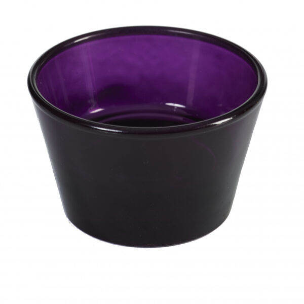 Küünlajalg klaasist kooniline teeküünlale tumelilla