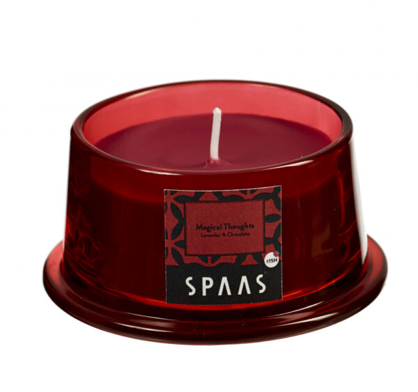 Lõhnastatud küünal klaasis kooniline 15h maagilised mõtted lavendel-šokolaad