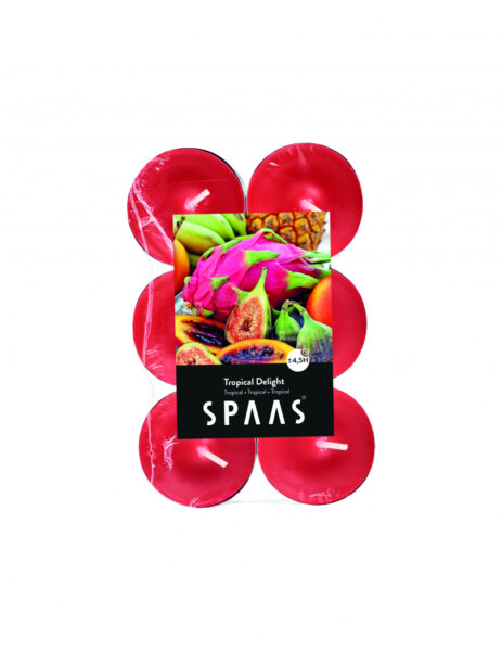 Lõhnastatud teeküünal 4,5h troopilised viljad 12tk/pakis