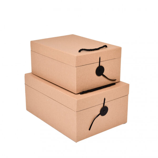 Kinkekarp Kraft Lock 20x28x13cm + 17x24x11cm naturaalne nööbi ja sangadega 2tk/kmpl