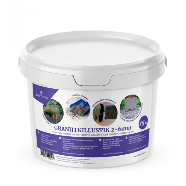 Graniitkillustik 2-6 mm Horticom 15kg ämbris